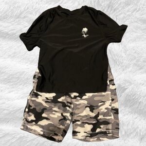 Boys GAP Surf Swimsuit, black and white, size Large